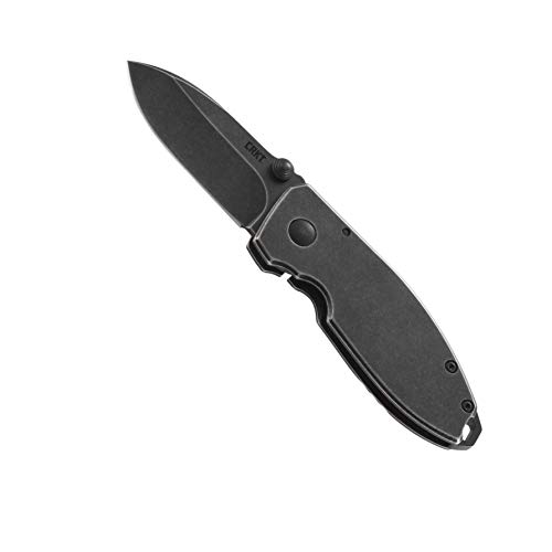 Product Cover CRKT Squid Folding Pocket Knife: Compact EDC Straight Edge Tactical/Utility Knife with Stainless Steel Blade and Framelock Handle - Black Stonewash 2490KS