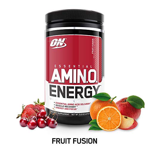 Product Cover OPTIMUM NUTRITION ESSENTIAL AMINO ENERGY, Fruit Fusion, Keto Friendly Preworkout and Essential Amino Acids with Green Tea and Green Coffee Extract, 9.5 Ounce (Pack of 1)