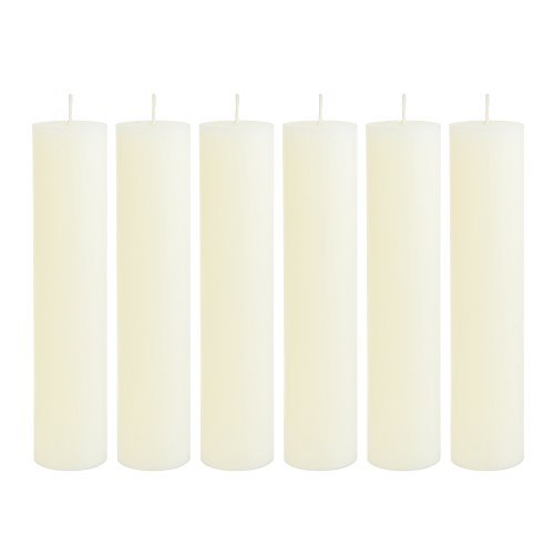Product Cover Mega Candles 6 pcs Unscented Ivory Round Pillar Candle, Hand Poured Premium Wax Candles 2 Inch x 9 Inch, Home Décor, Wedding Receptions, Baby Showers, Birthdays, Celebrations, Party Favors & More