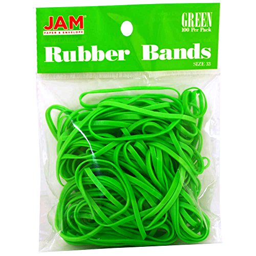 Product Cover JAM PAPER Colorful Rubber Bands - Size 33 - Green Rubberbands - 100/Pack