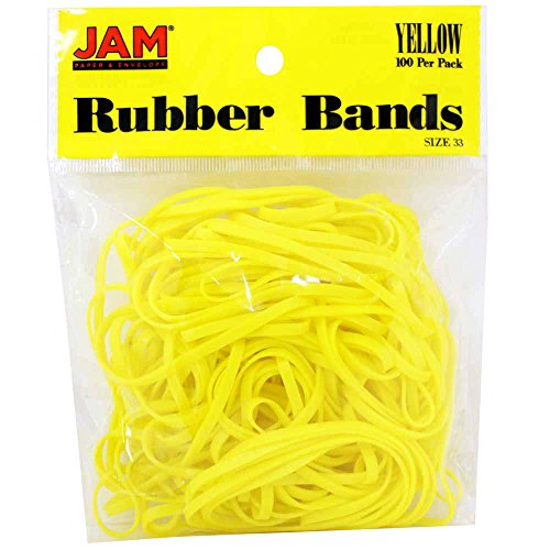 Product Cover JAM PAPER Colorful Rubber Bands - Size 33 - Yellow Rubberbands - 100/Pack