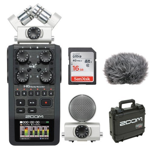 Product Cover Zoom H6 Portable Recorder Kit with Custom Windbuster + 16GB SDHC Memory Card Ultra + SKB - iSeries Waterproof Case for Zoom H6 Recorder