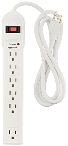 Product Cover AmazonBasics 6-Outlet Surge Protector Power Strip, 6-Foot Long Cord, 790 Joule - White
