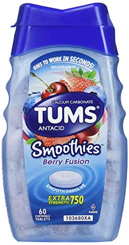 Product Cover Tums Smoothies Antacid Chewable Tablets, Berry Fusion - 60 Count (Pack of 2)
