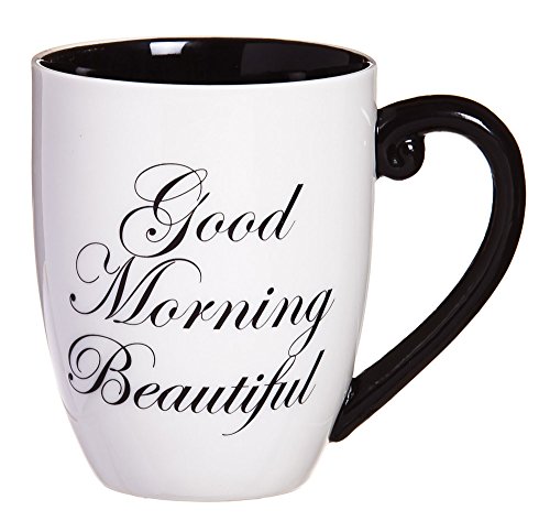 Product Cover Cypress Home Black Ink Good Morning Beautiful 18 oz Ceramic Cup O Joe Coffee Mug