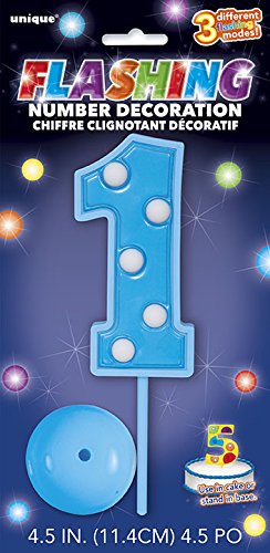 Product Cover Flashing Blue Number 1 Cake Topper Decoration
