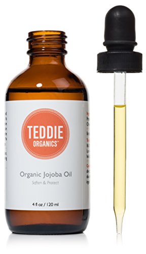 Product Cover Teddie Organics Golden Jojoba Oil 100% Pure Organic Cold Pressed and Unrefined 4oz - Natural Moisturizer for Face Hair and Sensitive Skin, Carrier Oil for Essential Oils