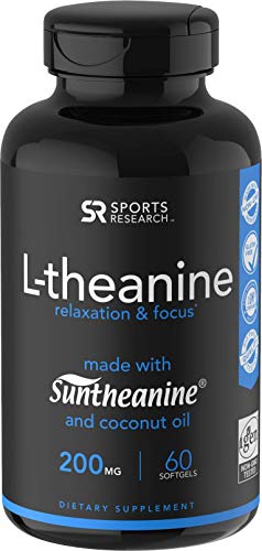 Product Cover Suntheanine® L-Theanine 200mg (Double-Strength) in Cold-Pressed Organic Coconut Oil; Non-GMO & Gluten Free - 60 Liquid Softgels