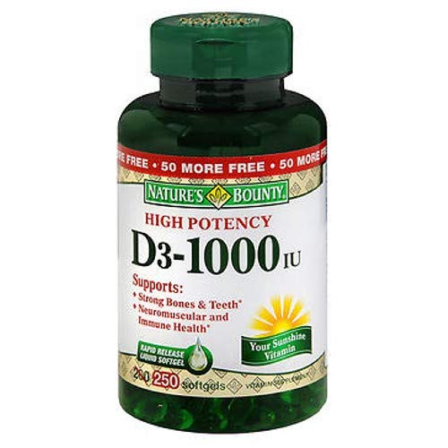Product Cover Nature's Bounty Vitamin D3-1000 IU, Rapid Release Softgels 250 ea (Pack of 2)