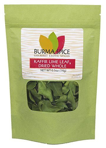 Product Cover Kaffir Lime Leaves, Dried | Key Ingredient in Thai cuisine | Wonderful Addition to Soups and Curries | Rich Green Color and Extremely Flavorful 0.5 oz.