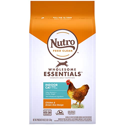 Product Cover NUTRO WHOLESOME ESSENTIALS Adult Indoor Natural Dry Cat Food for Healthy Weight Farm-Raised Chicken & Brown Rice Recipe, 3 lb. Bag