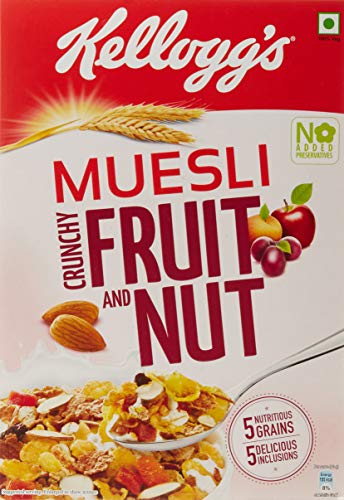 Product Cover Kellogg's Muesli  Crunchy Fruit and Nut, Multi-grain Cereal, High in Iron, Vitamin B and Source of Fibre, 500gms Pack