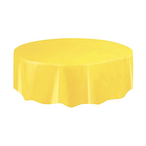 Product Cover Round Light Yellow Plastic Tablecloth, 84