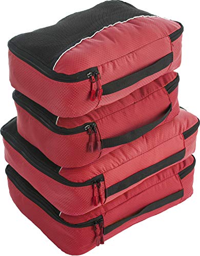 Product Cover Bago 4 Set Packing Cubes for Travel - Luggage & Suitcase Organizer - Cube Set (2Large+2Medium, Red)