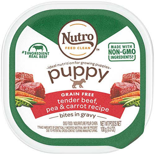 Product Cover NUTRO PUPPY High Protein Grain Free Natural Wet Dog Food Bites in Gravy Tender Beef, Pea & Carrot Recipe, (24) 3.5 oz. Trays