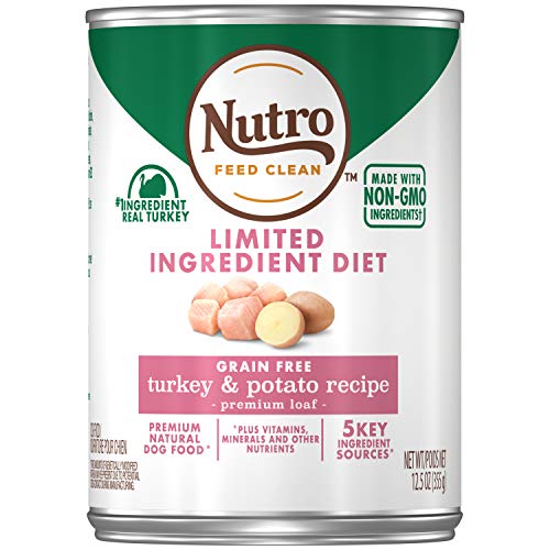 Product Cover NUTRO Limited Ingredient Diet Adult Canned Natural Wet Dog Food Premium Loaf Turkey & Potato Recipe, (12) 12.5 oz. Cans
