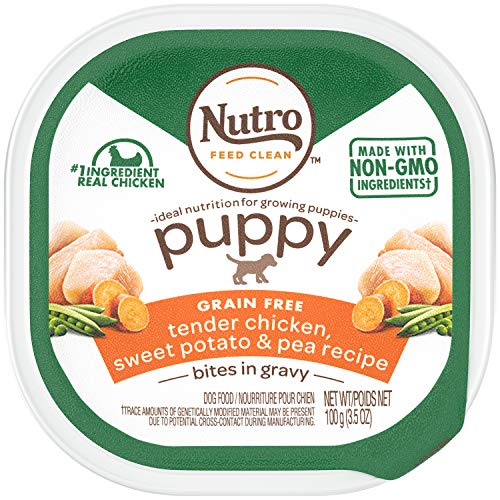 Product Cover NUTRO PUPPY High Protein Grain Free Natural Wet Dog Food Bites in Gravy Tender Chicken, Sweet Potato & Pea Recipe, (24) 3.5 oz. Trays