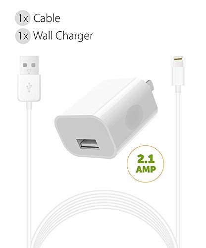 Product Cover iPhone Charger Set Boxgear (2 Pack) for, iPhone Xs, XS Max, X / 8/8 Plus / 7 Plus / 7 / 6S / 6 Charger Power Adapter Apple MFi Certified Lightning to USB Cable Kit by - 2 cable + 2 wall charger