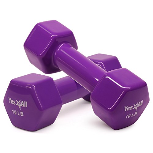 Product Cover Yes4All PVC Dumbbells (Sold In Pair), Purple, 10 lb