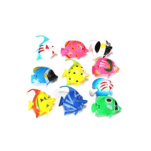 Product Cover Tinksky 10pcs Lifelike Plastic Artificial Moving Floating Fishes Ornament Decorations for Aquarium Fish Tank (Random Color Pattern)