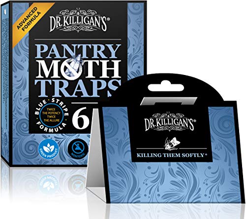 Product Cover Dr. Killigan's Premium Pantry Moth Traps with Pheromones Prime | Safe, Non-Toxic with No Insecticides | Sticky Glue Trap for Food and Cupboard Moths in Your Kitchen | Organic (6, Blue)