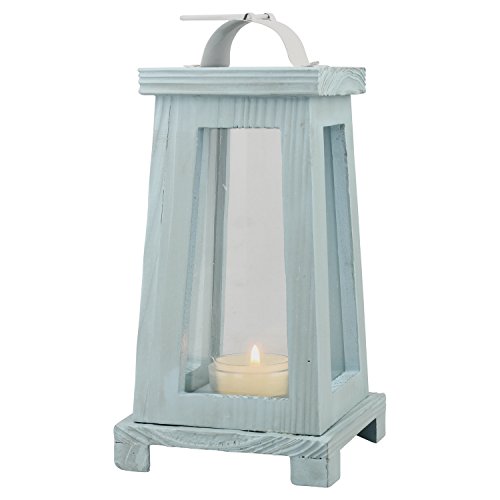 Product Cover Stonebriar Coastal Wooden Tea Light Candle Lantern, 10.6 Inch, Worn Blue