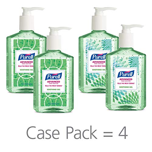 Product Cover PURELL Advanced Hand Sanitizer Soothing Gel for the workplace, Fresh scent, with Aloe and Vitamin E - 8 fl oz pump bottle (Pack of 4) - 9674-06-ECDECO