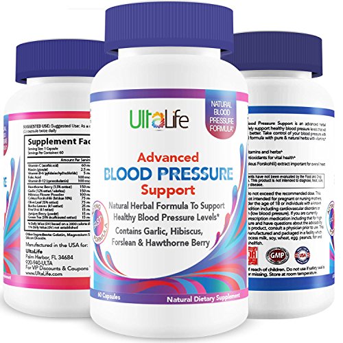 Product Cover Best HIGH Blood Pressure Pills to Lower BP Naturally - Advanced Hypertension Supplement w/Potent Vitamins & Herbs - Garlic, Hawthorn Berry & Forskolin for Stress Reduction & Heart Health