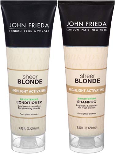 Product Cover John Frieda Sheer Blonde Highlight Activating Enhancing, DUO set Shampoo + Conditioner (for Lighter Blondes), 8.45 Ounce, 1 each