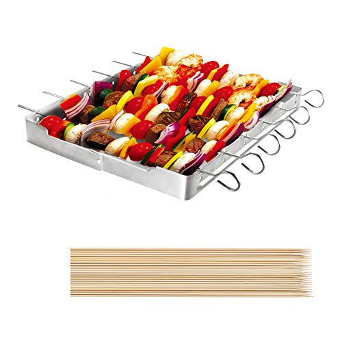 Product Cover Unicook Heavy Duty Stainless Steel Barbecue Skewer Shish Kabob Set, 6pcs 13