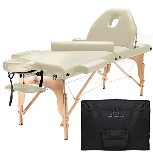 Product Cover Saloniture Professional Portable Massage Table with Backrest - Cream