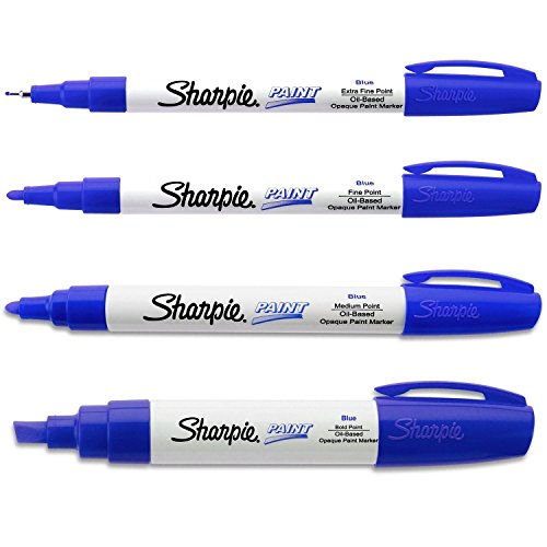Product Cover Sharpie Paint Marker Oil Based Blue All Sizes Kit with Ex Fine, Fine, Medium & Bold
