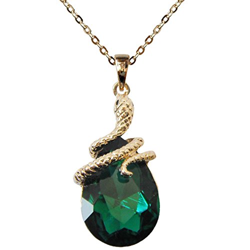 Product Cover Navachi 18k Gold Plated Water Drop Crystal Green Zircon Az6003p Snake Pendant Necklace 16