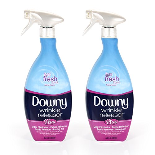 Product Cover Downy Wrinkle Release Spray Plus, Static Remover, Odor Eliminator, Steamer for Clothes Accessory, Fabric Refresher and Ironing Aid, Light Fresh Scent, 33.8 Fluid Ounce (Pack of 2)
