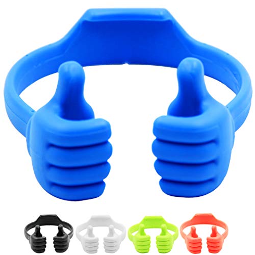 Product Cover Honsky Thumbs-up Cell Phone Stand, 5 Packs Universal Flexible Multi-Angle Cute Desk Phone Holder, Compatible with Tablet Android Smart Cellphone Travel, Blue Black Green White Pink