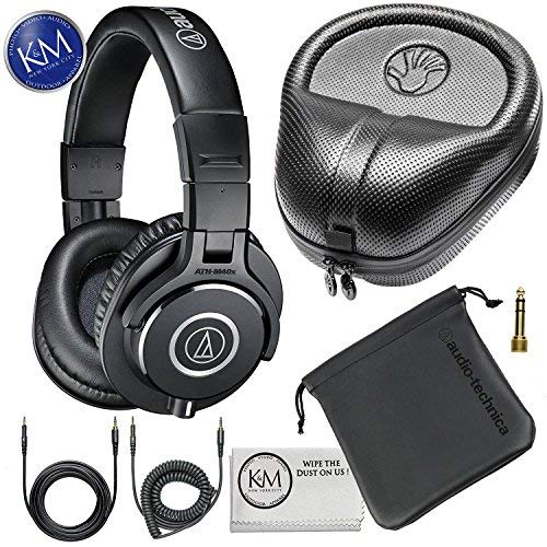 Product Cover Audio-Technica ATH-M40x Professional Studio Monitor Headphones + Slappa Full Sized HardBody PRO Headphone Case (SL-HP-07)