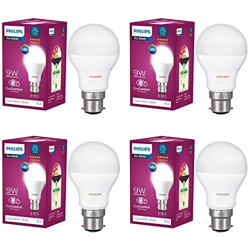 Product Cover Philips Base B22 9-Watt LED Bulb (Pack of 4, White)