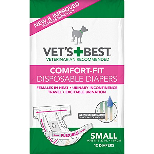 Product Cover Vet's Best Comfort Fit Dog Diapers | Disposable Female Dog Diapers | Absorbent with Leak Proof Fit | Small, 12 Count