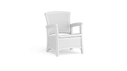 Product Cover Suncast Elements Club Chair with Storage - Lightweight, Resin, All-Weather Outdoor Storage Chair - Built in Storage Capacity up to 11 lbs. - White