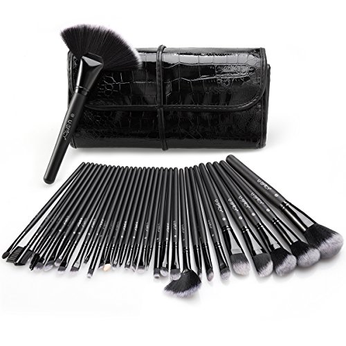 Product Cover Makeup Brush Set, USpicy 32 Pieces Professional Makeup Brushes Essential Cosmetics With Case, Face Eye Shadow Eyeliner Foundation Blush Lip Powder Liquid Cream Blending Brush
