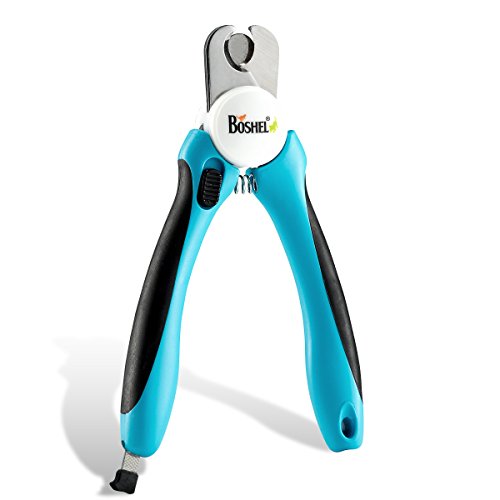 Product Cover Dog Nail Clippers and Trimmer By Boshel - With Safety Guard to Avoid Over-cutting Nails & Free Nail File - Razor Sharp Blades - Sturdy Non Slip Handles - For Safe, Professional At Home Grooming