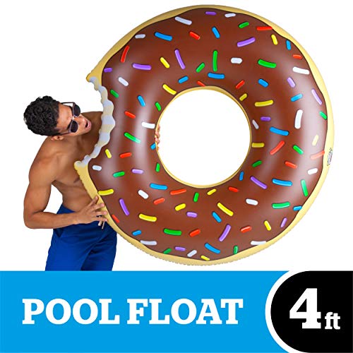 Product Cover BigMouth Inc Chocolate Donut Pool Float, Funny Inflatable Vinyl Summer Pool or Beach Toy, Patch Kit Included, Giant Swim Tube, Fun Summer Toy