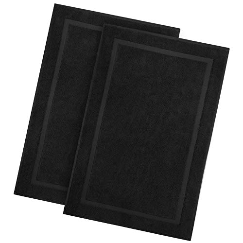 Product Cover Cotton Craft - 2 Pack Luxury Bath Mat - Black - 100% Ringspun Cotton - Oversized 21x34 - Heavy Weight 1000 Grams - 2 Ply Construction - Highly Absorbent - Soft Underfoot Easy Care Machine Wash