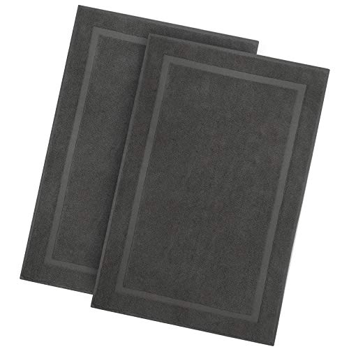 Product Cover Cotton Craft - 2 Pack Luxury Bath Mat - Charcoal - 100% Ringspun Cotton - Oversized 21x34 - Heavy Weight 1000 Grams - 2 Ply Construction - Highly Absorbent - Soft Underfoot Easy Care Machine Wash