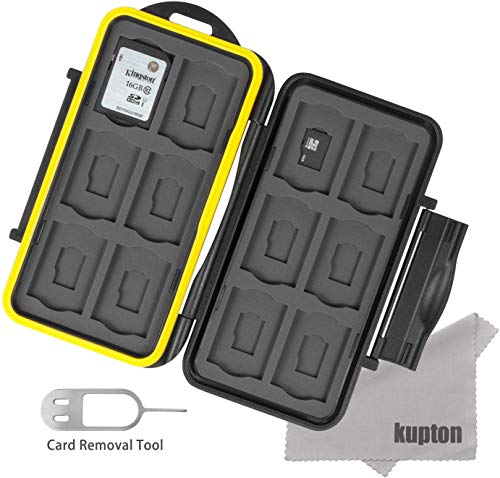 Product Cover Kupton Memory Card Case Water-Resistant Shockproof Carrying Case Protector Box: 24 Slots for 12 Piece SDHC/SDXC Cards and 12 Micro SD Cards