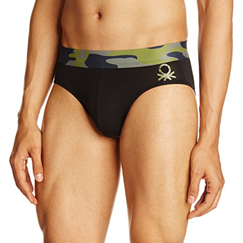 Product Cover United Colors of Benetton Men's Cotton Brief,Assorted Color dispached Pack of 1 (Black, L)