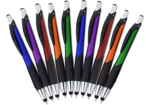 Product Cover SyPen 2 in 1 Capacitive Stylus & Ballpoint Pen Comfort Grip For Any touchscreen Device, iPad, iPhone 6,6 Plus, iPod, Android, Galaxy, Dell, Note, Samsung (Black- 10 Pack)