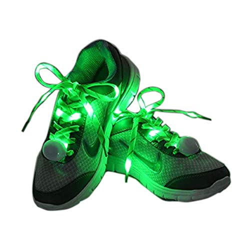 Product Cover Flammi LED Nylon Shoelaces Light Up Glow in The Dark for Party Dancing Skating (Green)