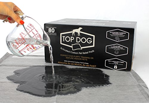 Product Cover Top Dog Black Premium Puppy Pee Pads - Dog Training Pads with Quick-Dry Odor Control Carbon - Perfect for Puppy Training and Mature Pets - 22 x 23-80 Count