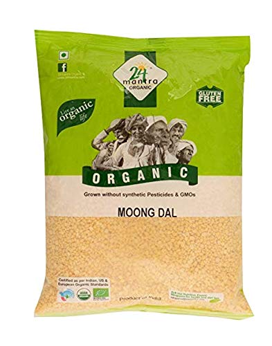 Product Cover Organic Moong Dal - USDA Certified Organic - European Union Certified Organic - Pesticides Free - Adulteration Free - Sodium Free - 4 Lbs - 24 Mantra Organic